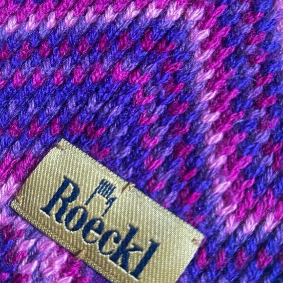 Roeckl Purple Pink Chevron Print Scarf Hat set - Picture 4 of 5